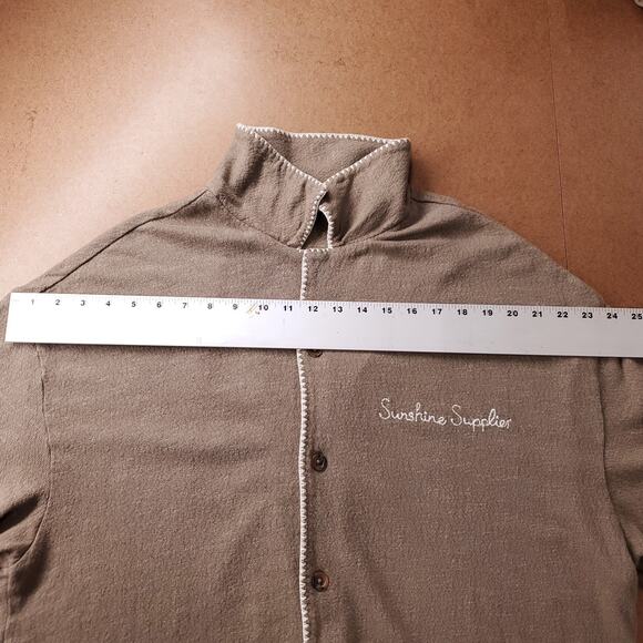 Zara Cardigan & Short Set Women L Brown Embroidered Trim Button Up Boho Casual - Picture 11 of 16